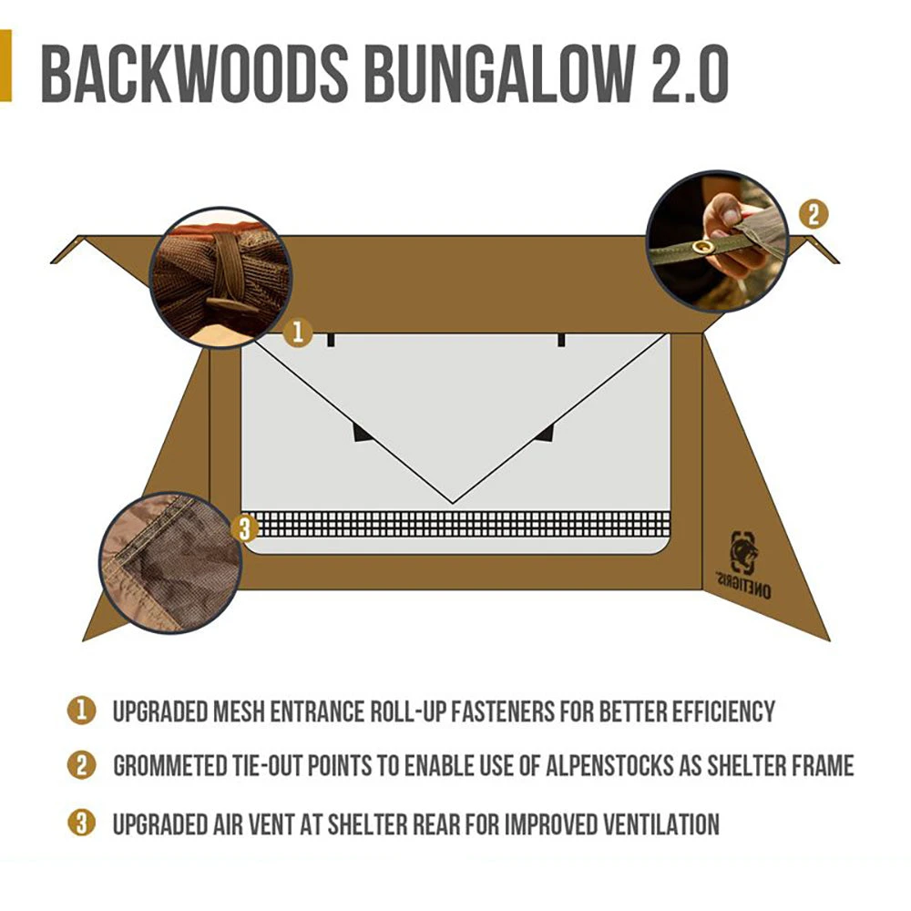 OneTigris Backwoods Bungalow Ultralight Bushcraft Shelter - OD Green 4 OneTigris Backwoods Bungalow Ultralight Bushcraft Shelter - OD Green - Image 2