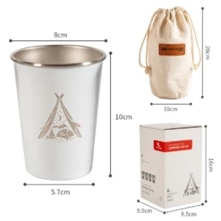 Camp Leader 4 Pcs Stainless Steel Cup - White -Roam Ready CL01 WHT 04