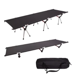 Camp Leader High Collapsible Camp Bed - Black -Roam Ready CL45 BL 04