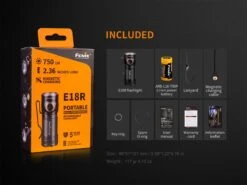 Fenix E18R XP-L Hi Led Flashlight Black 750 Lumen -Roam Ready FENIX E18R EDC FLASHLIGHT included