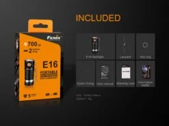 Fenix E16 XP-L Hi Neutral White LED Flashlight BLACK 700 Lumen -Roam Ready Fenix E16 Flashlight Included