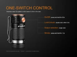 Fenix E16 XP-L Hi Neutral White LED Flashlight BLACK 700 Lumen -Roam Ready Fenix E16 Flashlight Switch