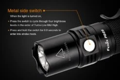 Fenix PD25 XP-L LED Flashlight Black 14 Fenix PD25 XP-L LED Flashlight Black -Roam Ready Fenix PD25 Flashlight Side Switch