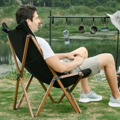 Hewolf Foldable Wooden Chair - Large -Roam Ready HW J2058BIG BLK 04