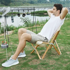 Hewolf Foldable Wooden Chair - Small -Roam Ready HW J2058S KHA 03