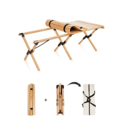 Hewolf Foldable Large Wooden Egg Roll Table -Roam Ready HW J2097 06