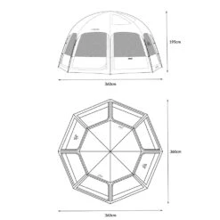 KZM Viva Dome Shelter Plus -Roam Ready K221T3T10 dimension