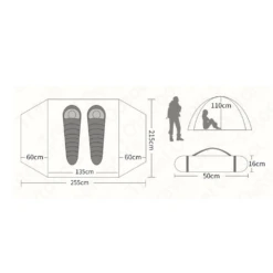 Hewolf 2 Person Camping Tent -Roam Ready MON 1589 TAN 5