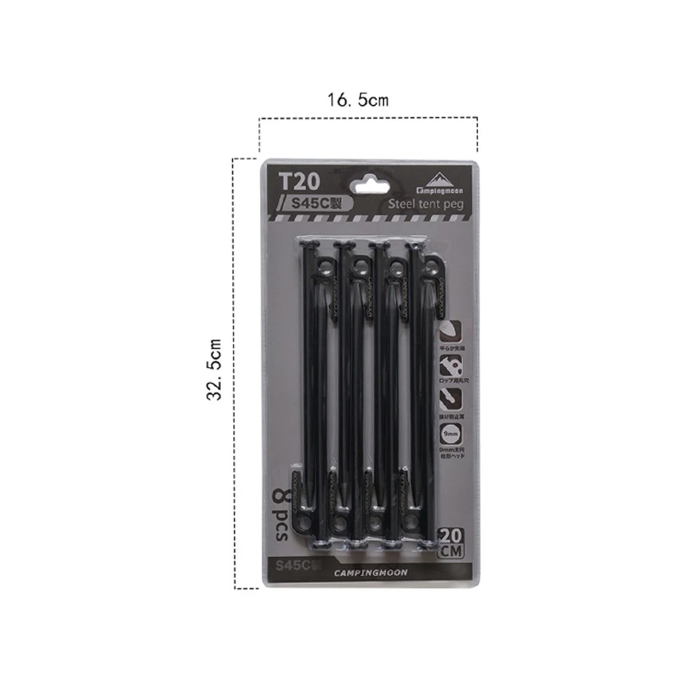 Campingmoon Black Carbon Peg 8 Pcs - 20CM 4 Campingmoon Black Carbon Peg 8 Pcs - 20CM - Image 2