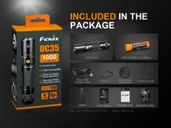 Fenix UC35 V2.0 XP-L HI V3 USB Rechargeable LED Flashlight -Roam Ready UC35 V2 flashlight Package Included
