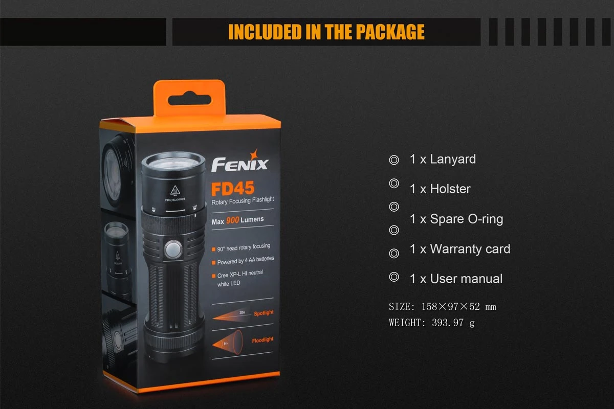 Fenix FD45 Ledflashlight 900 Lumen Black 9 Fenix FD45 Ledflashlight 900 Lumen Black - Image 7