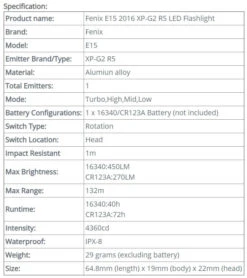 Fenix E15 LED Flashlight (2016 Edition) -Roam Ready spo8 1